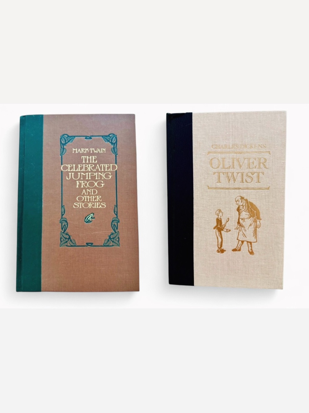 Decorative Hardcover Book Pair in Brown, Cream & Teal